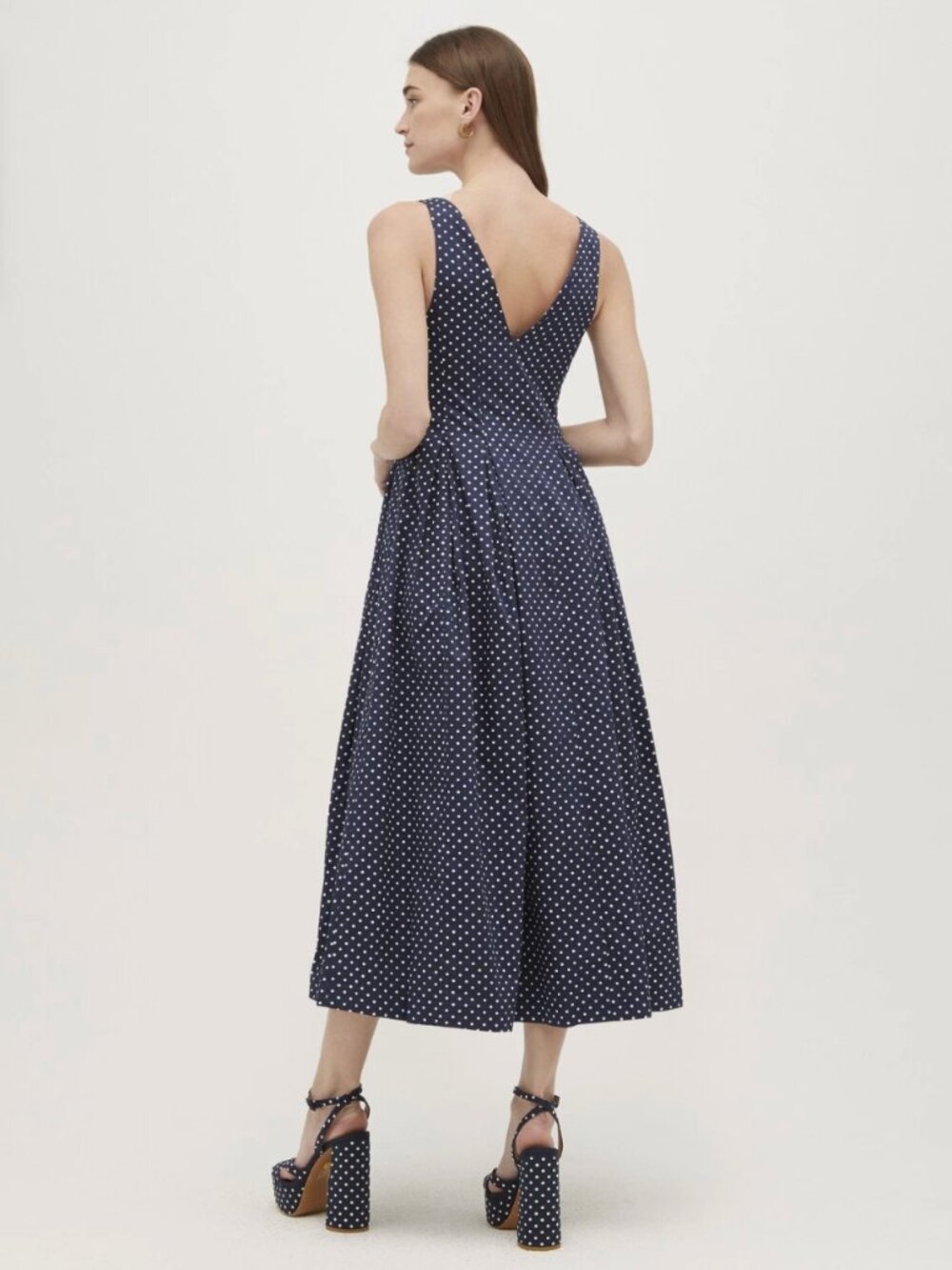 Hill House Home The Jacqueline Dress Navy Polka Dot Cotton NWT Medium - Picture 3 of 6